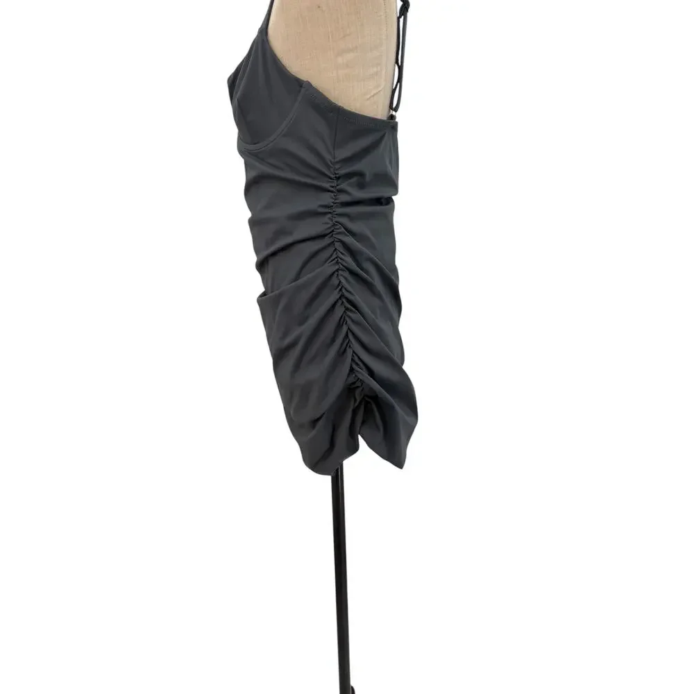 Skims Sculpting Swim Ruched One‎ Piece Gunmetal Gray Shaping Swimsuit XL NWT